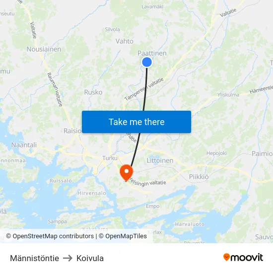 Männistöntie to Koivula map