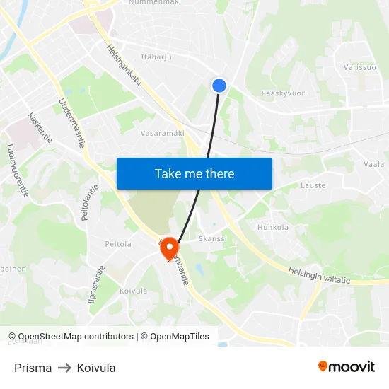 Prisma to Koivula map