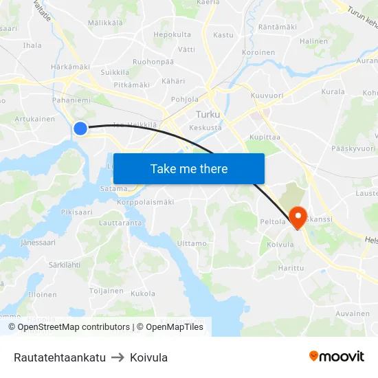Rautatehtaankatu to Koivula map