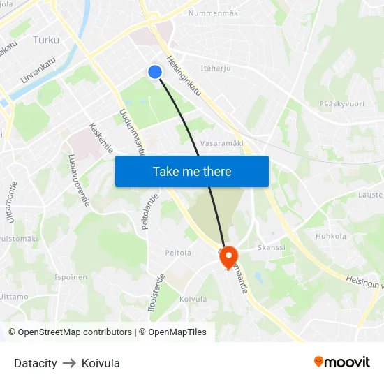 Datacity to Koivula map