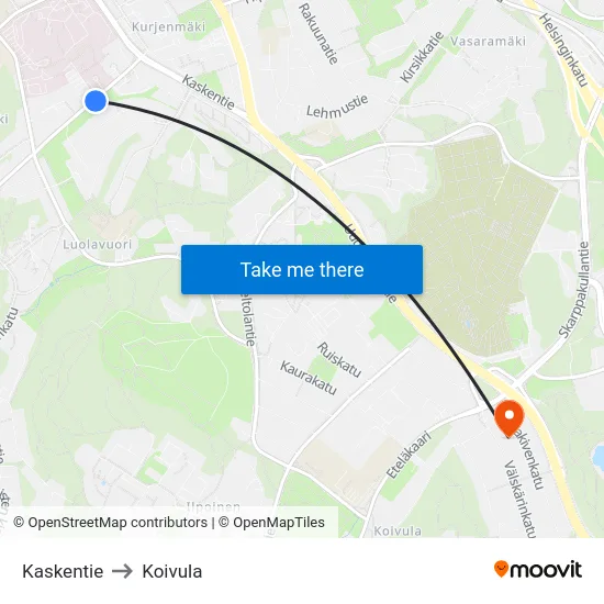 Kaskentie to Koivula map