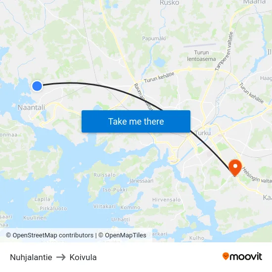Nuhjalantie to Koivula map