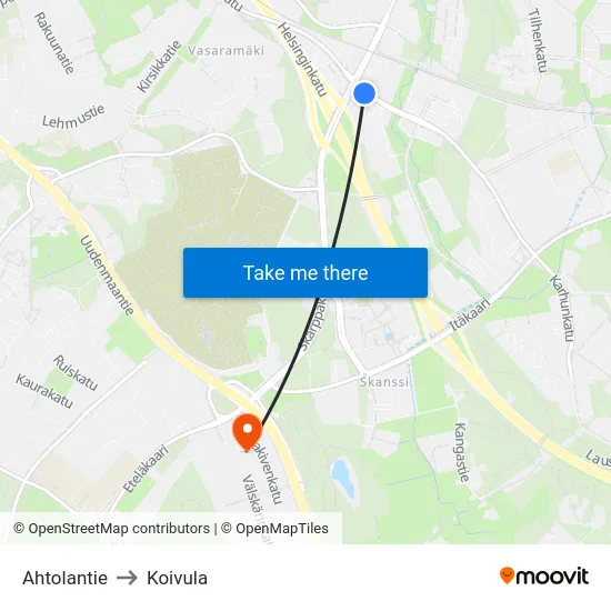 Ahtolantie to Koivula map