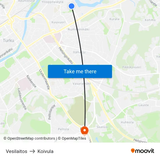 Vesilaitos to Koivula map
