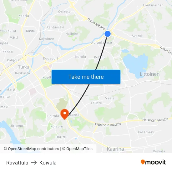 Ravattula [Citymarket] to Koivula map