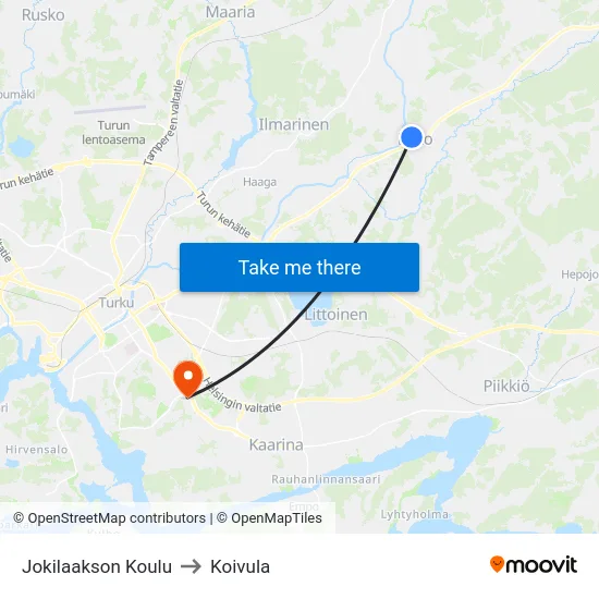 Jokilaakson Koulu to Koivula map