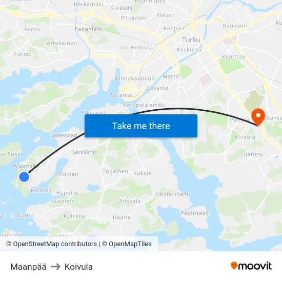 Maanpää to Koivula map