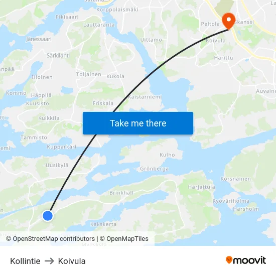 Kollintie to Koivula map