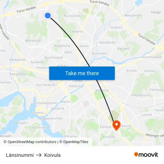 Länsinummi to Koivula map