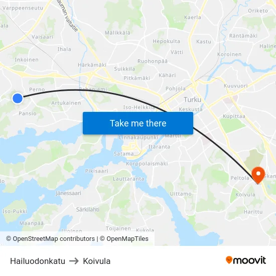 Hailuodonkatu to Koivula map