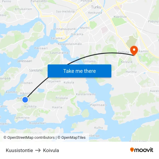 Kuusistontie to Koivula map