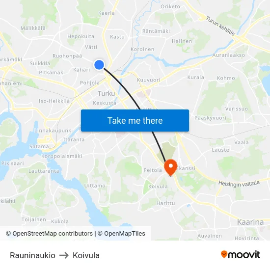 Rauninaukio to Koivula map
