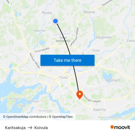 Karitsakuja to Koivula map