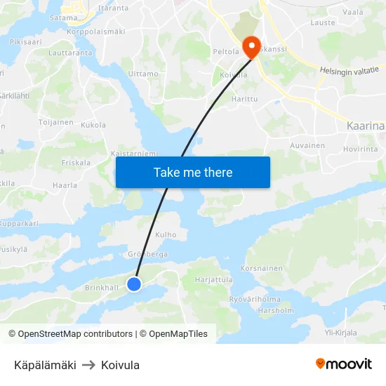 Käpälämäki to Koivula map