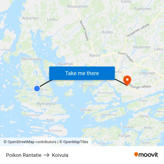Poikon Rantatie to Koivula map