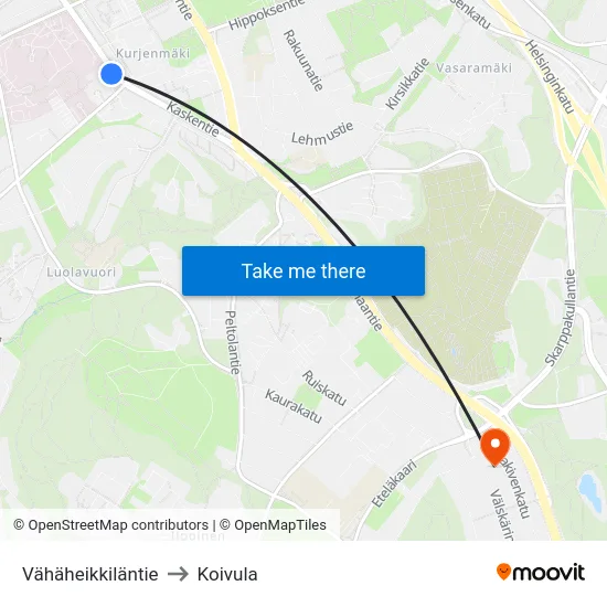 Vähäheikkiläntie to Koivula map