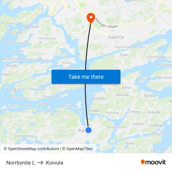 Norrbyntie L to Koivula map
