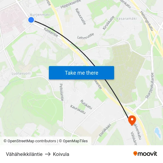 Vähäheikkiläntie to Koivula map