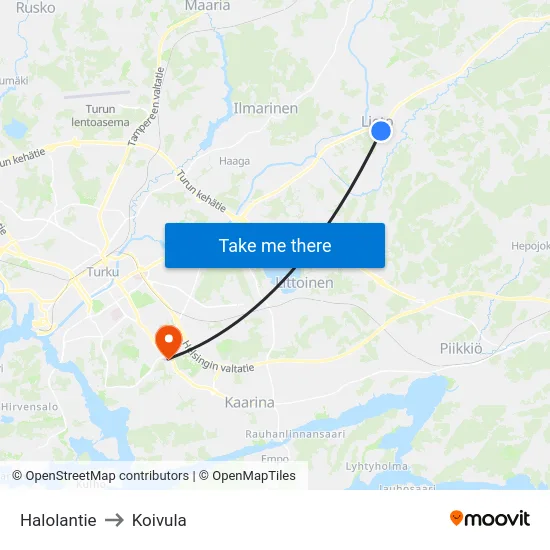 Halolantie to Koivula map