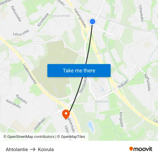 Ahtolantie to Koivula map