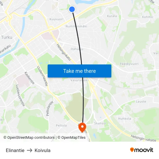 Elinantie to Koivula map