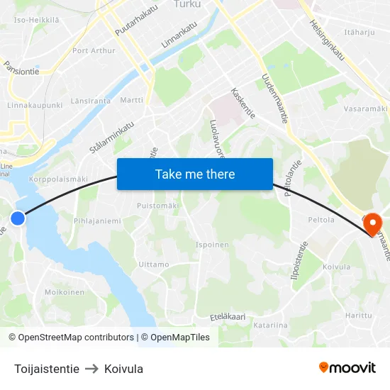Toijaistentie to Koivula map