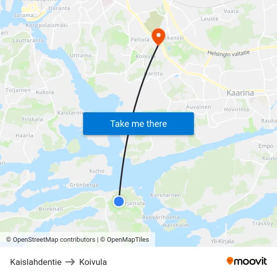 Kaislahdentie to Koivula map