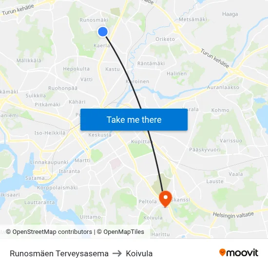 Runosmäen Terveysasema to Koivula map