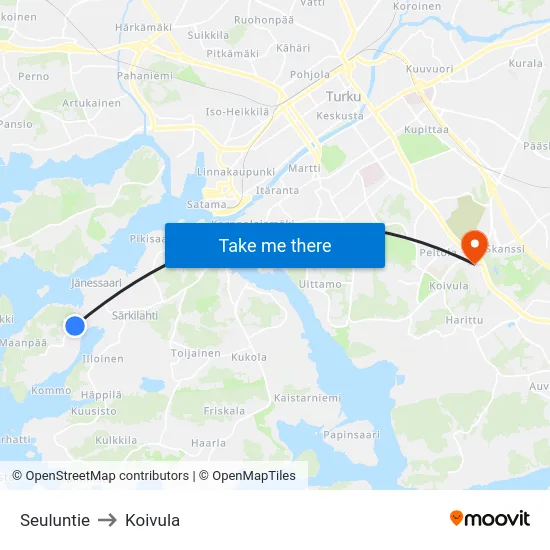 Seuluntie to Koivula map