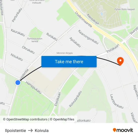 Ilpoistentie to Koivula map