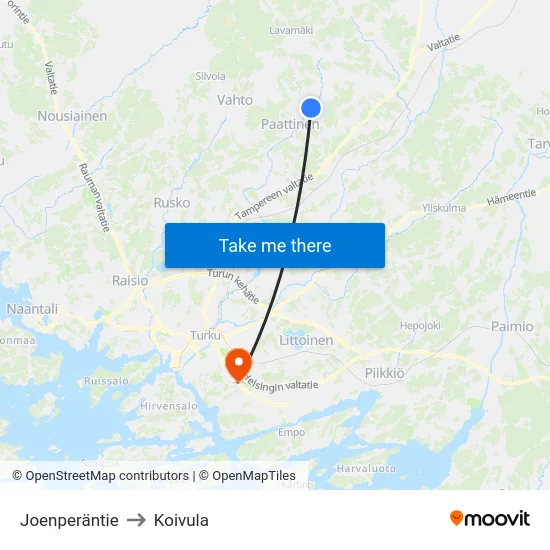 Joenperäntie to Koivula map