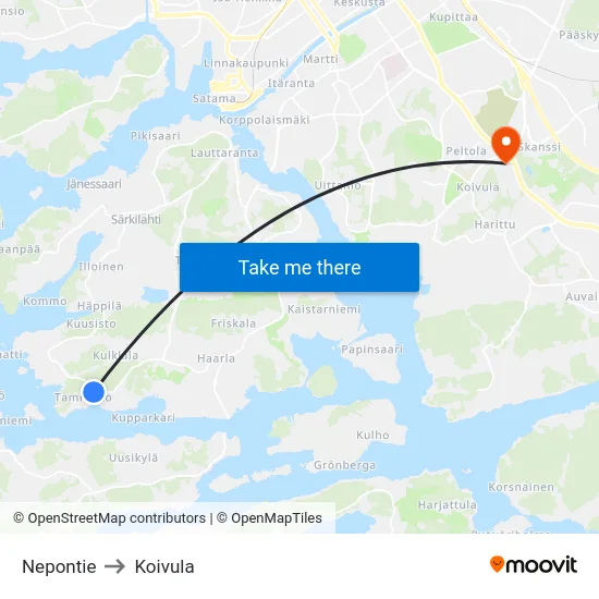 Nepontie to Koivula map