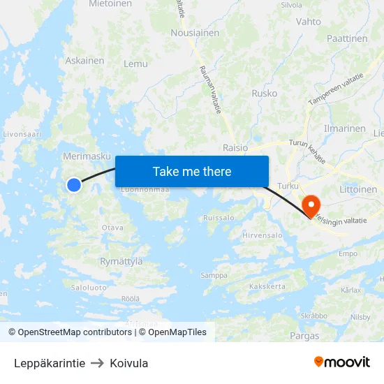 Leppäkarintie to Koivula map