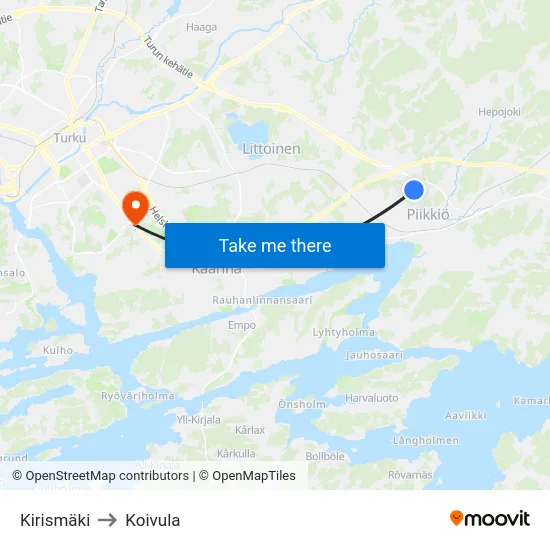 Kirismäki to Koivula map
