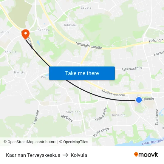 Kaarinan Terveyskeskus to Koivula map