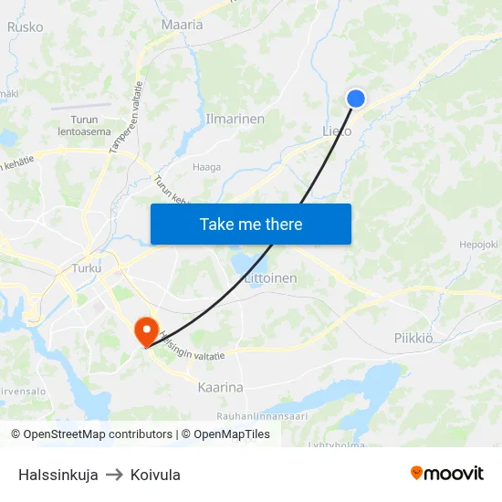 Halssinkuja to Koivula map