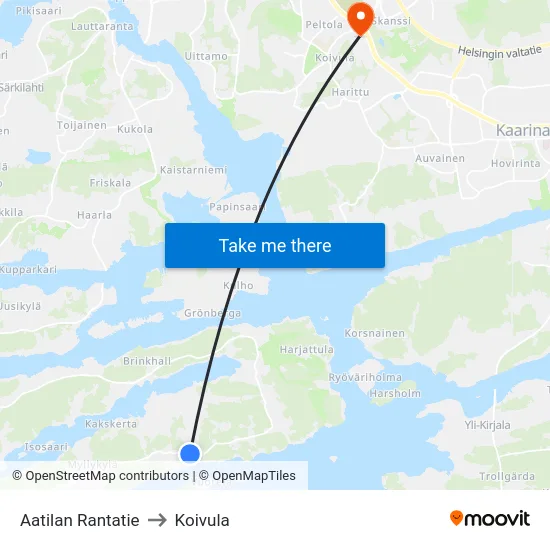 Aatilan Rantatie to Koivula map
