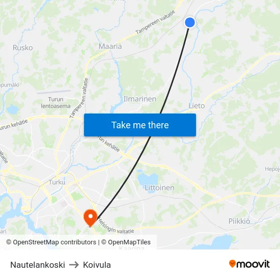 Nautelankoski to Koivula map