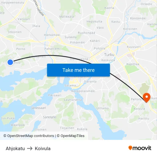 Ahjokatu to Koivula map