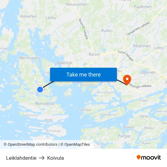 Leiklahdentie to Koivula map