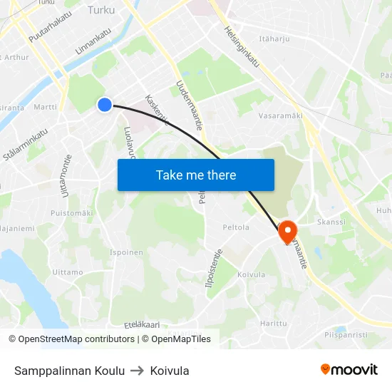 Samppalinnan Koulu to Koivula map