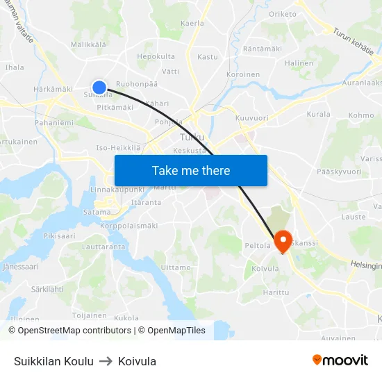 Suikkilan Koulu to Koivula map