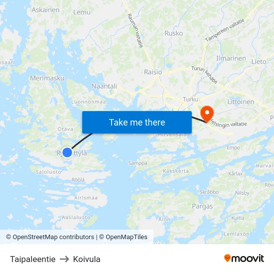 Taipaleentie to Koivula map