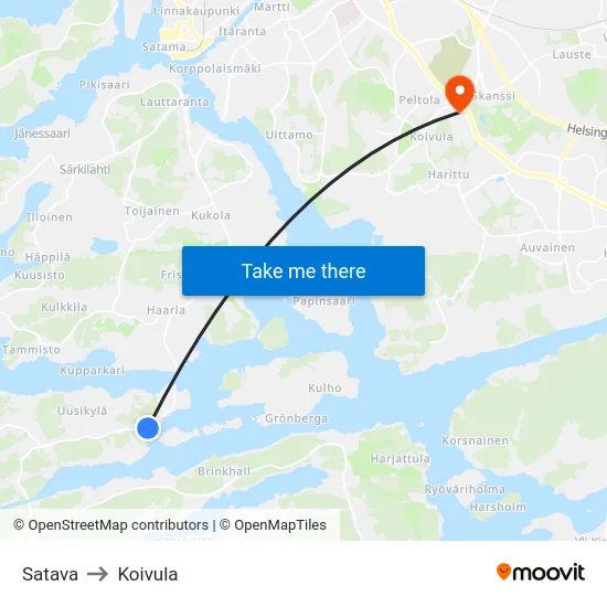 Satava to Koivula map