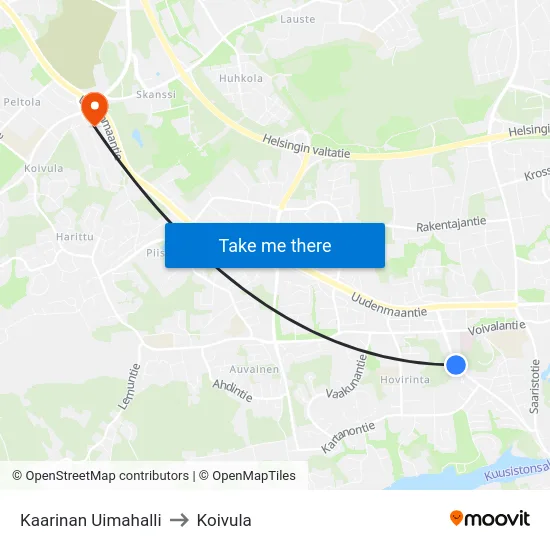Kaarinan Uimahalli to Koivula map