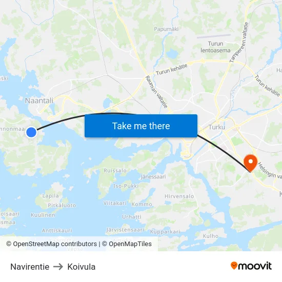 Navirentie to Koivula map