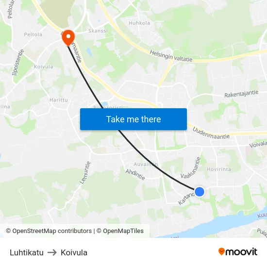 Luhtikatu to Koivula map