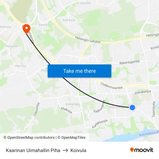 Kaarinan Uimahallin Piha to Koivula map