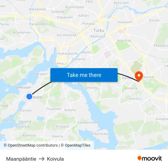 Maanpääntie to Koivula map