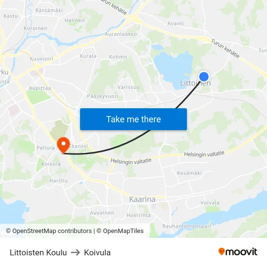 Littoisten Koulu to Koivula map